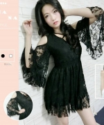 韓版質感蕾絲寬袖洋裝